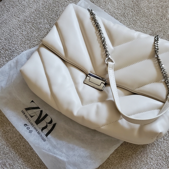 Zara quilted maxi crossbody white bag - Picture 4 of 5